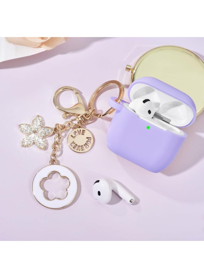 جراب لسماعات أبل إيربودز 4 - جرابات إيربودز 4 لعام 2024، غطاء سيليكون مضاد للسقوط للنساء، جرابات شحن لاسلكية لسماعات إيربودز 4، سلسلة مفاتيح لامعة للبنات لسماعات إيربودز آيبودز من الجيل الرابع - Image 4